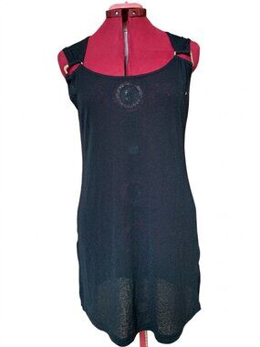 Black O-Ring Sheer Tank Beach Dress / Tunic - Medium
